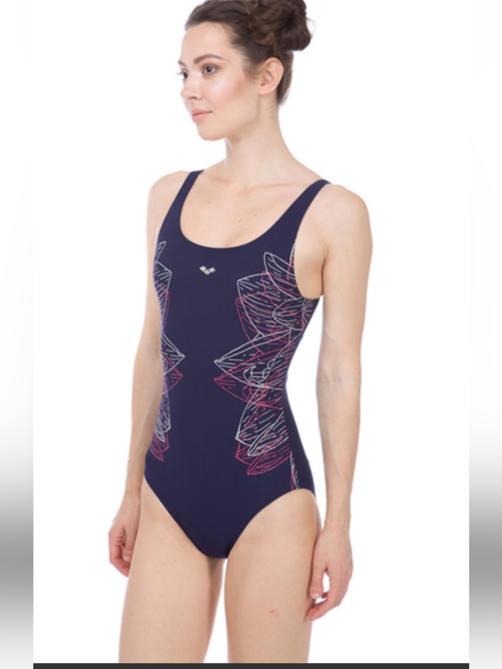 Arena Navy One-Piece Swimsuit Abstract print size 32